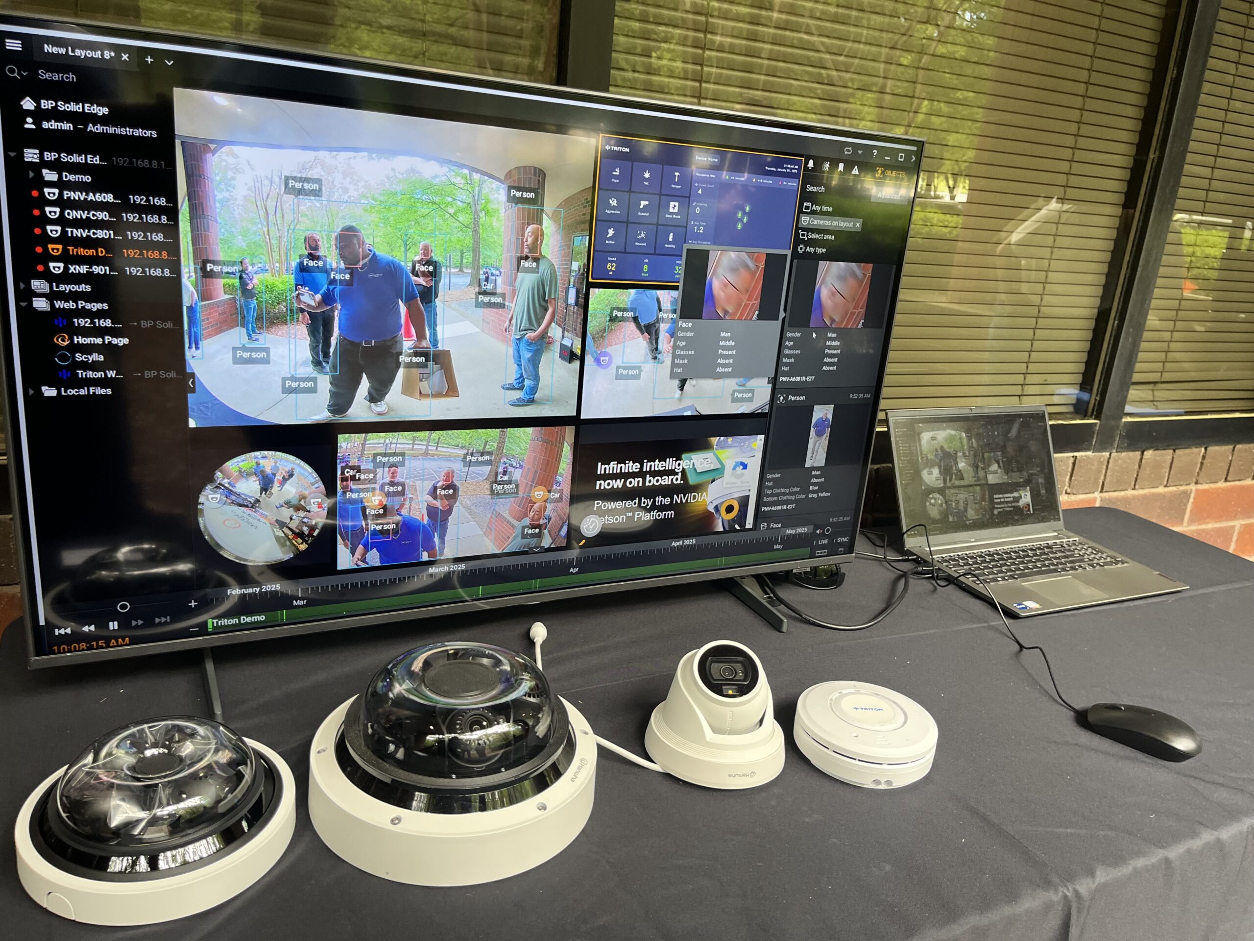 Range of camera models beside a live multi-camera monitor